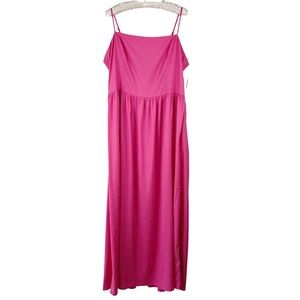 Good Threads bright pink maxi dress georgette smock back cami Barbie pin…